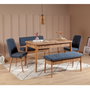 Hanah Home Banco Vina Bank, Azul Oscuro y Pino Atlántico, Diseño Escandinavo Moderno, Tela Lino, Robusto y Versátil